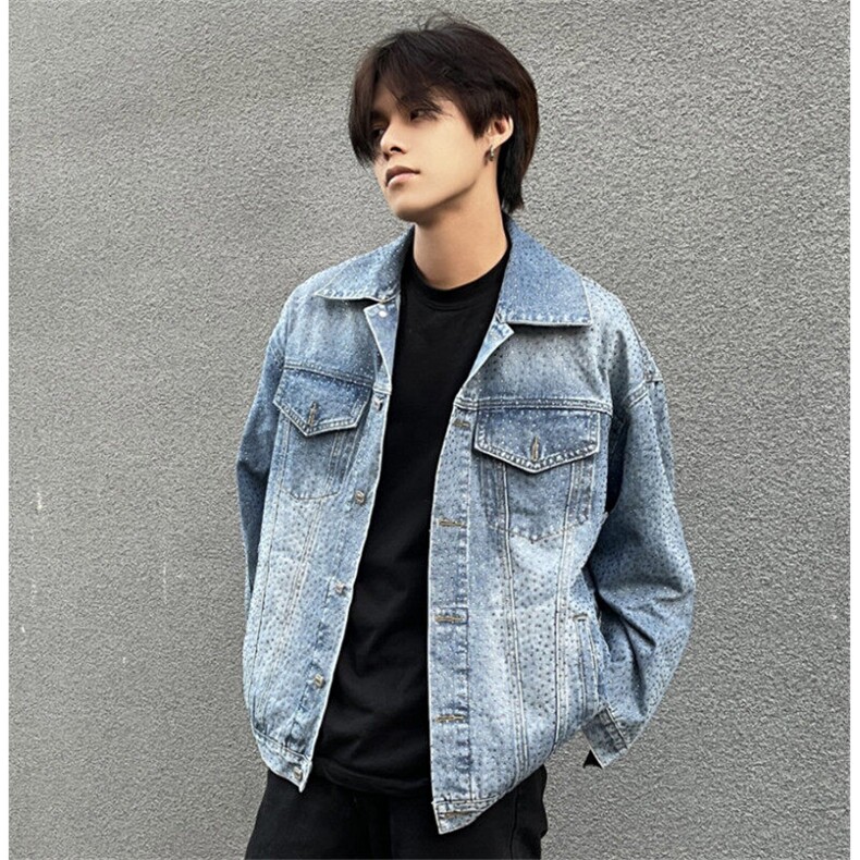 美式牛仔外套男高街翻领衬衣夹克春oversize宽松上衣JK1062-P158图片