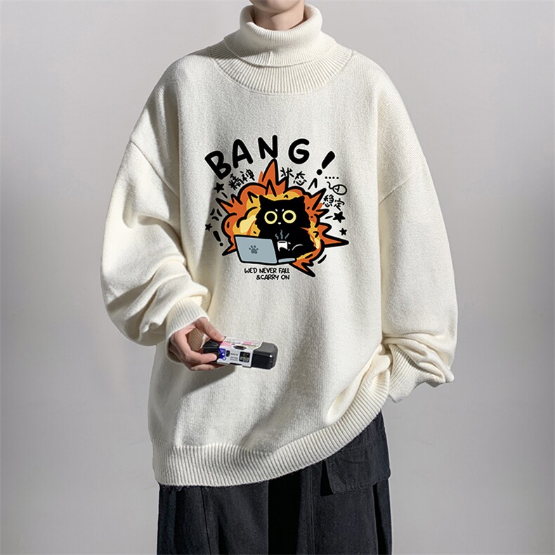 8XL高领毛衣男大码胖子堆堆领打底羊毛衫GM45405-P45加绒款-P65，男装T恤，电商A040