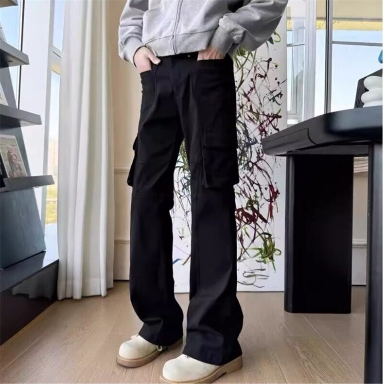 多口袋工装裤子男女美式复古显瘦长裤cleanfit微喇叭直筒裤NG161,男装牛仔裤,星座1116A（原606A-3）