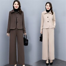 罗得堡2023冬装新款呢料外套套装7021，女装套装/套裙，罗得堡