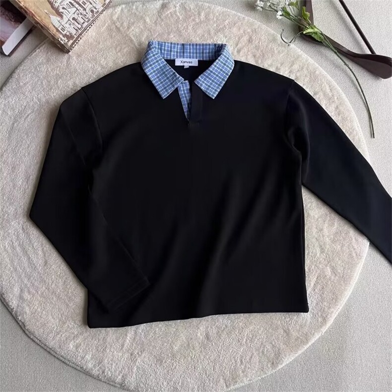 +老钱cleanfit假两件格拼长袖polo衫W1325/特P40,男装Polo衫,电商B350