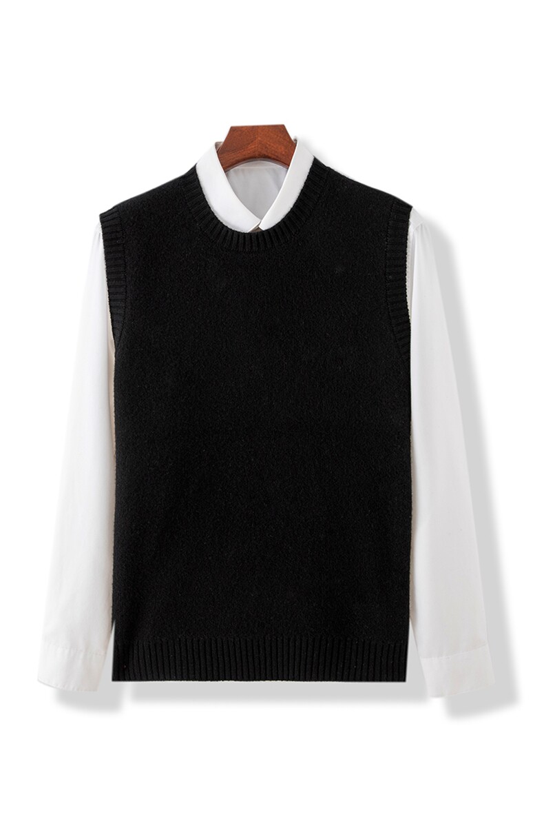 2024年秋季圆领套头时尚都市时尚纯色马甲男装,男装背心/马甲,牧绒家园高端店