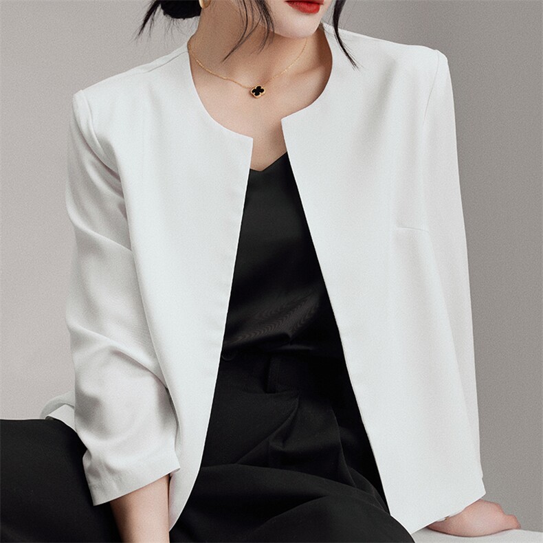 简约纯色气质通勤百搭七分袖2025年春季西装外套,女装西装,明成直播供货