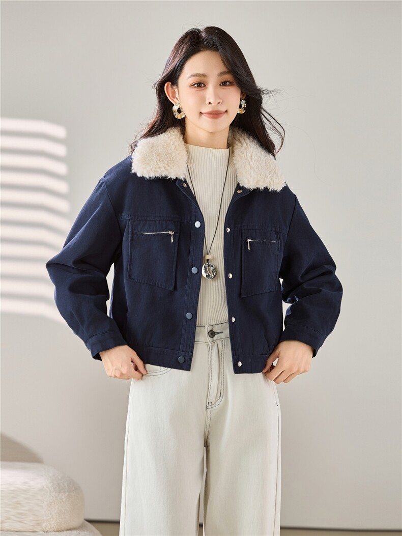 2025秋冬装新款加绒加厚短款外套,女装棉衣/棉服,梦芯尔