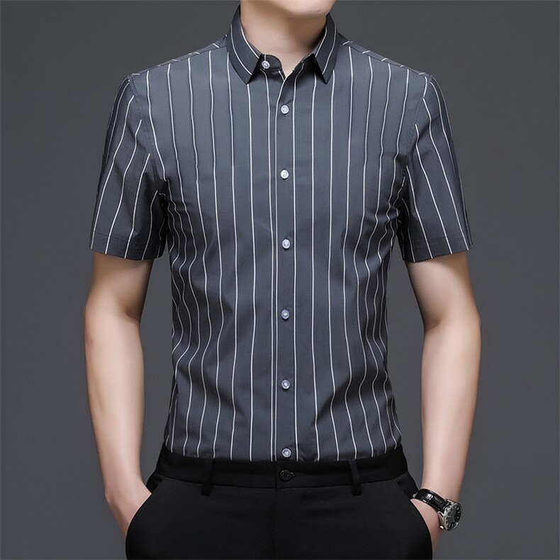 C6850钱塘2020-1商务休闲百搭夏季薄款中年男士短袖衬衫P55,男装T恤,钱塘207-1