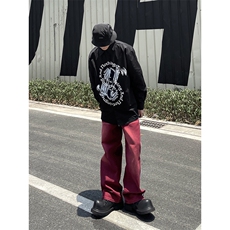 B221美式ins高街暗黑小众宽松直筒运动牛仔裤LK23139-P65控88，男装牛仔裤，电商B221