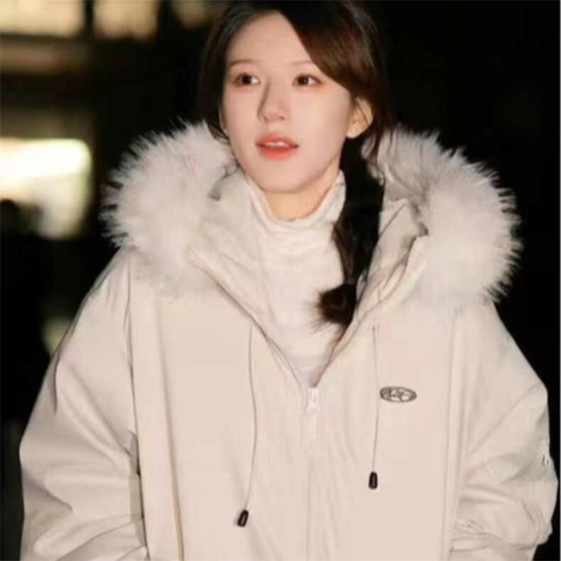 赵露思同款大毛领派克羽绒棉服女2025新款冬季厚工装棉袄B68-P88,男装棉衣,星座910-1