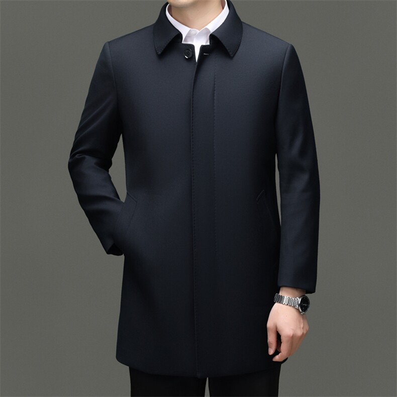HM8083秋季新款男士风衣翻领商务领导服男装纯色外套,男装风衣,电商B360A（原721A）