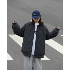 BOYUE帛跃冬季cityboy绣标菱形格棉服青少年男潮棒球棉衣m75p68图片