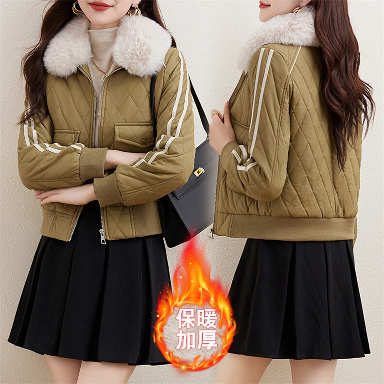 小皮衣棉服女短款2023冬季新款韩版修身显瘦机车服加绒皮夹克外套，女装皮衣，江南女神