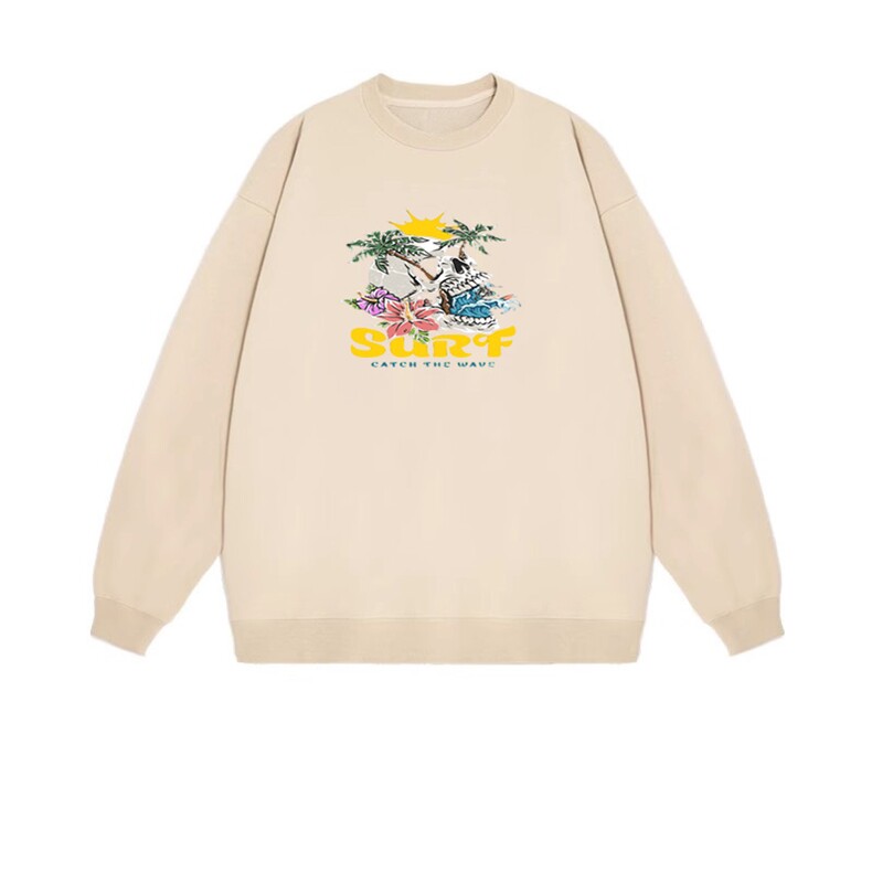 2025年秋季套头长袖通勤椰树骷髅头，女装卫衣/绒衫，花可