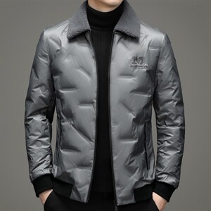 新款男士短款羽绒服男中年可脱毛领羽绒休闲外套SNNYR99667-P225，男装羽绒服，电商B212（原钱塘6029）