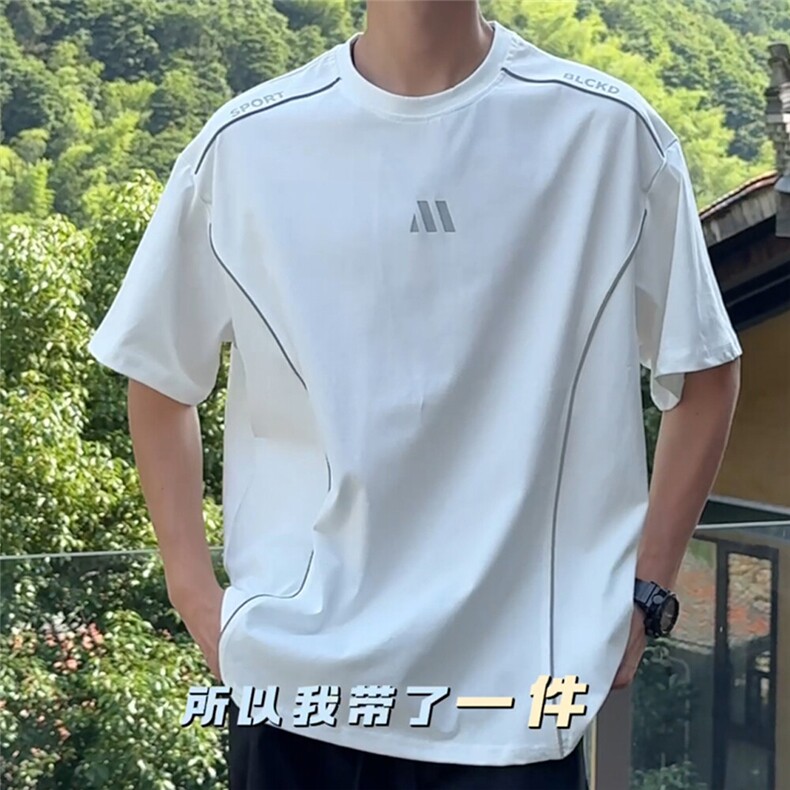 索罗娜短袖T恤夏季潮牌宽松设计感男士运动休闲上衣特P28,男装T恤,电商C306-1
