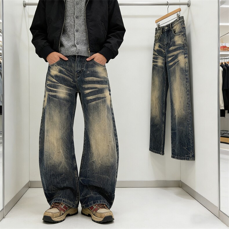 时尚美式牛仔裤宽松长裤A159-P55，男装牛仔裤，电商D312