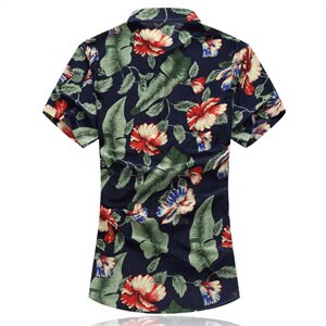 男士短袖夏季款花衬衫短袖加大韩版花色丝光棉休闲衬衫213图片
