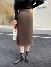 松紧腰磨毛的加厚半身裙，女装半身裙，Balance Studio