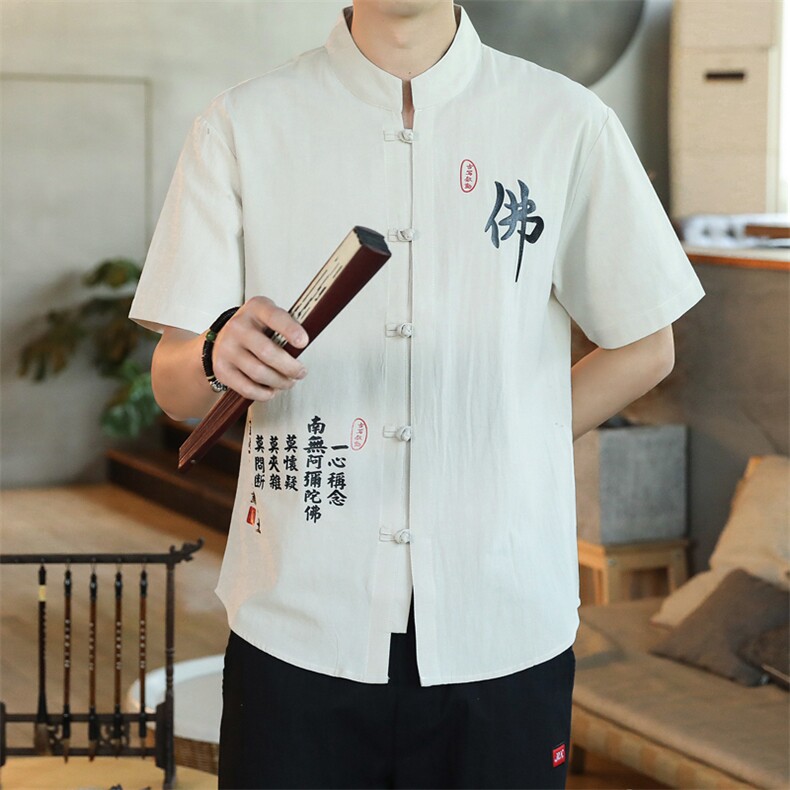 新中式高品质纯棉长袖衬衫风唐装衬衣C143P33,男装衬衫,电商A056