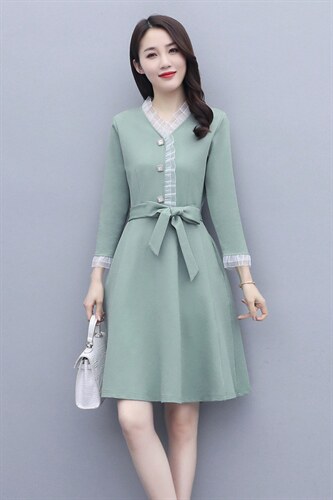 2025春季新款连衣裙小香风时尚休闲收腰显瘦大摆连衣裙，女装连衣裙，施恩睿棋