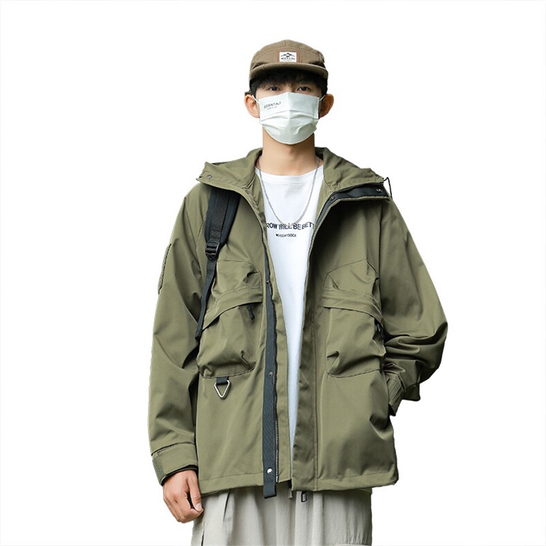 户外工装风口袋冲锋衣外套风衣男女连帽百搭休闲夹克2353-P70,男装夹克,星座1403A
