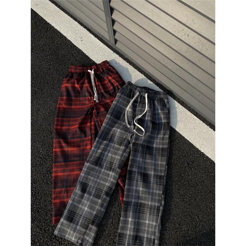 2024/格子裤直筒拖地cleanfit磨毛阔腿裤子1005-3-SGA864-P60控78，男装休闲裤，星座1005-3