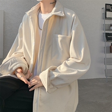 8XL-M加绒灯芯绒衬衫大码复古秋冬翻领上衣外套CS9001/P58加绒68，男装衬衫，电商B238