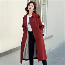 2025春秋新款中长款韩范气质简约百搭时尚纯色风衣外套，女装风衣，姿衣坊