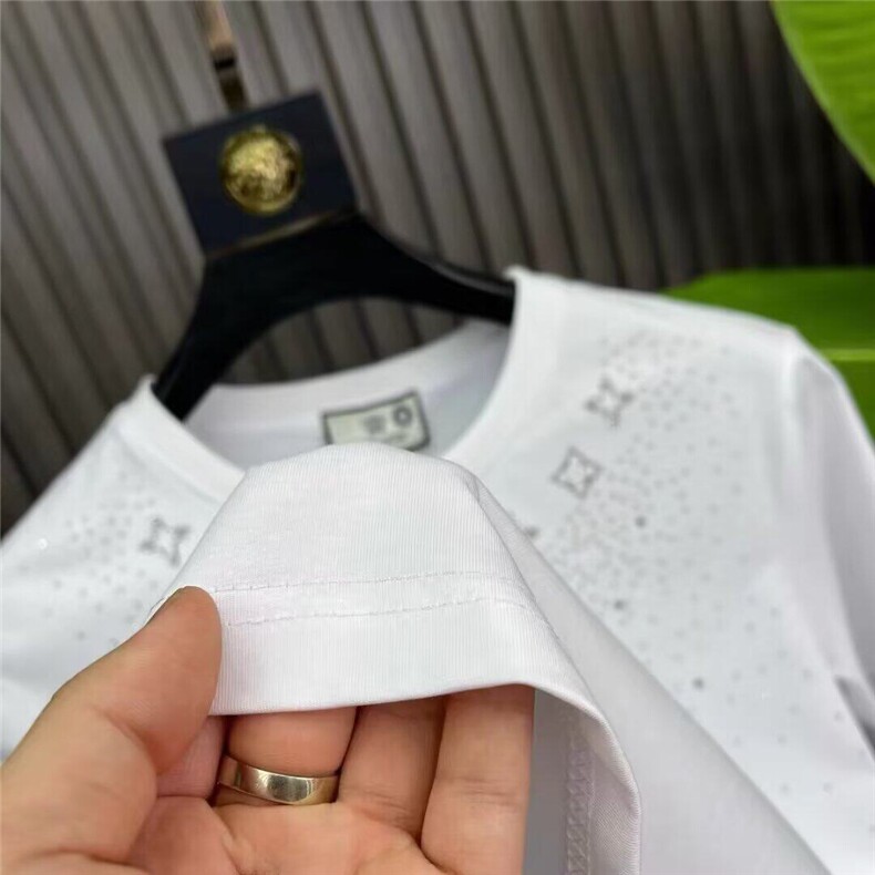 夏季新款烫钻短袖纯棉T恤男女潮流圆领百搭精神小伙上衣休闲半袖,男装T恤,电商B212（原钱塘6029）