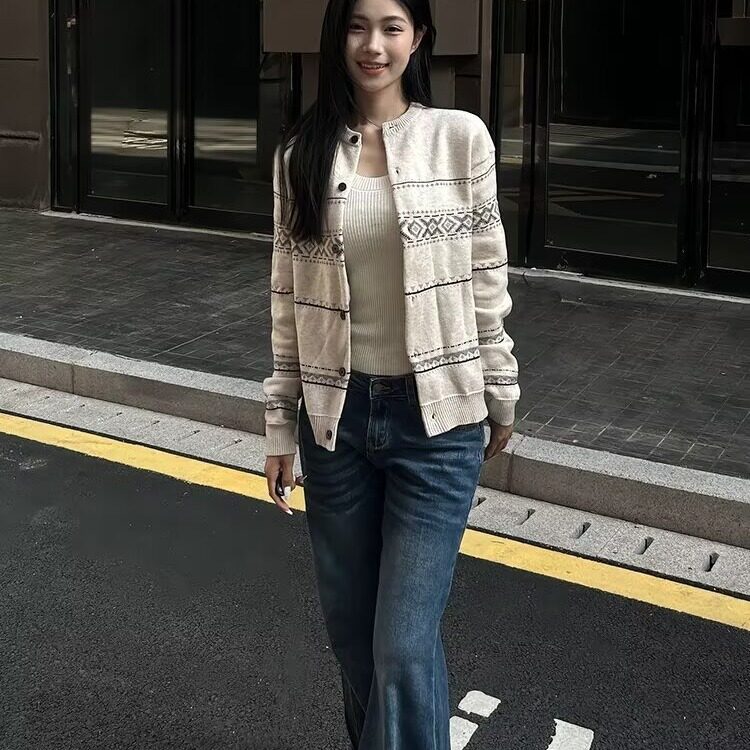 2025秋装新款羊毛混纺针织开衫外搭妈妈百搭春秋直筒上衣SWM269,男装卫衣,星座516A