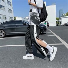 侧排扣阔腿裤网红宽松帅气潮牌百搭休闲裤子港风篮球高街BK11-P35图片