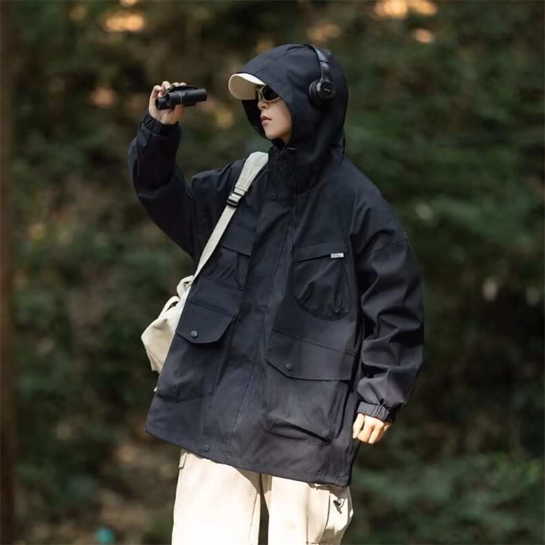 日系工装夹克男秋季多口袋cityboy冲锋衣男休闲连帽外套CF81-p63图片