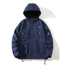 户外刺绣冲锋衣男连帽外套情侣款夹克春季工装潮A266-JK8019-P55，男装夹克，电商A266