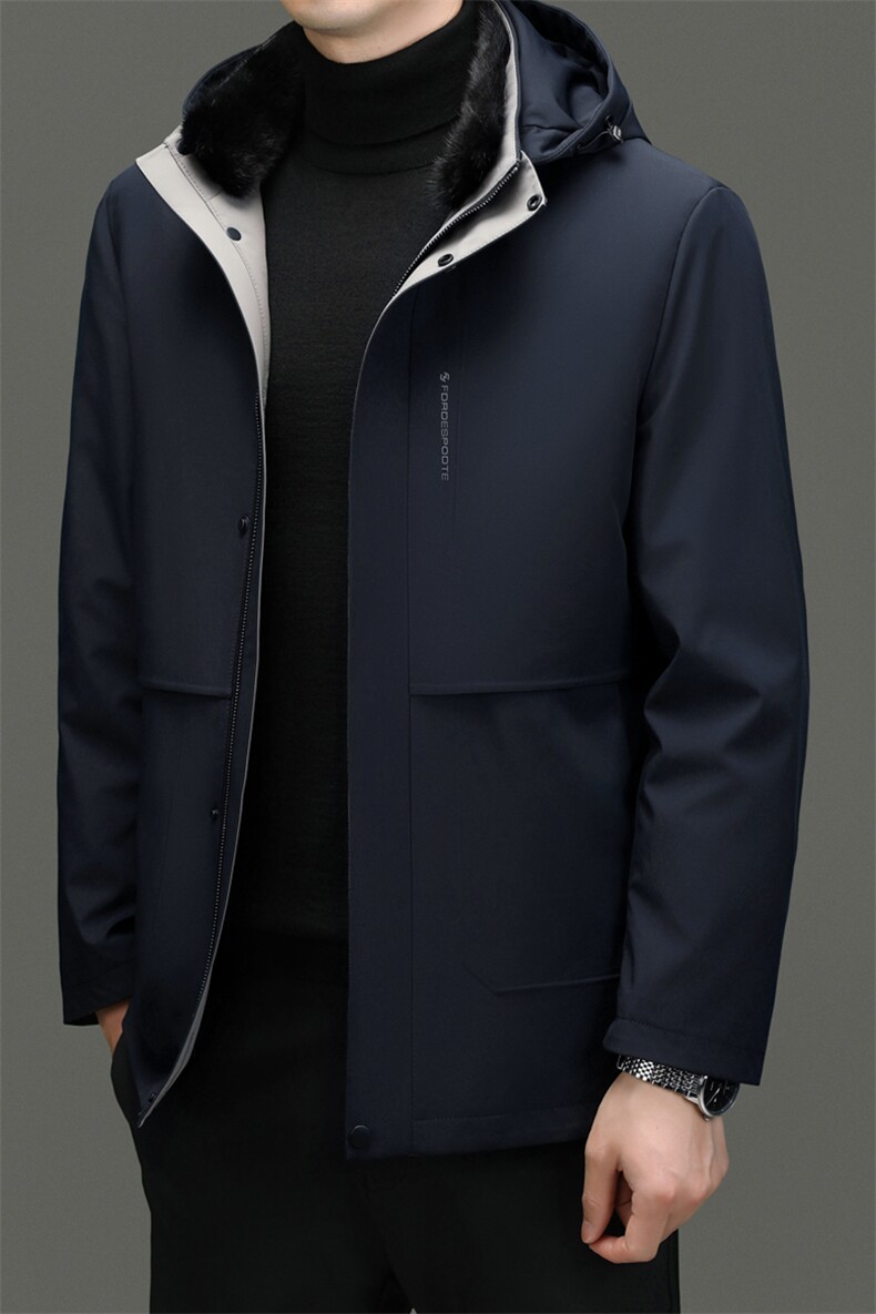 2023男士羽绒服连帽短款冬季男装中年爸爸装加厚保暖白鸭绒外套,男装羽绒服,电商B212（原钱塘6029）