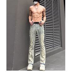 美式男复古牛仔裤痞帅炸街窄版显瘦裤子渐变小个子Z8817P44，男装牛仔裤，星座1112-1