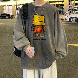 直播品质 重磅纯棉 美式蜡染水洗做旧潮牌宽松长袖t恤 CT380特P38图片