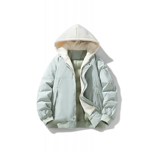 !潮流冬季连帽拉链加绒加厚棉衣情侣撞色棉服外套 MY5567-P78图片