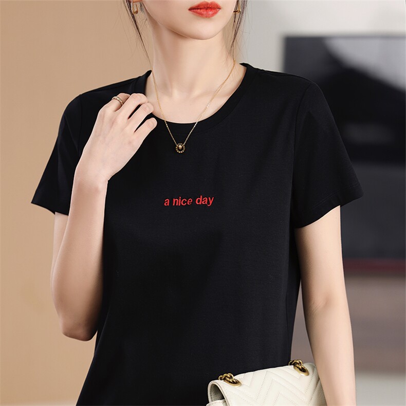 潮流时尚开心每一天简约T恤，女装T恤，元素羊绒