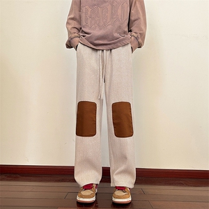 设计感补丁裤子男潮牌直筒裤高街美式复古阔腿休闲裤K07701-P48图片