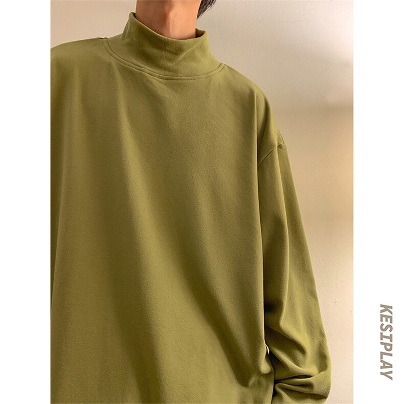 HD1438-TP35-控价48仿德绒卫衣加绒加厚纯色打底半高领T恤男,男装卫衣,电商A102-1