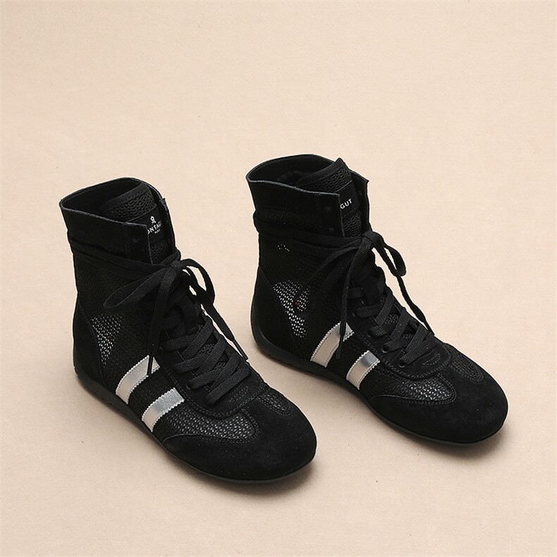 Montagut/梦特娇网面透气德训鞋新款休闲复古拳击鞋百搭短筒凉靴，女鞋长靴，上品集物