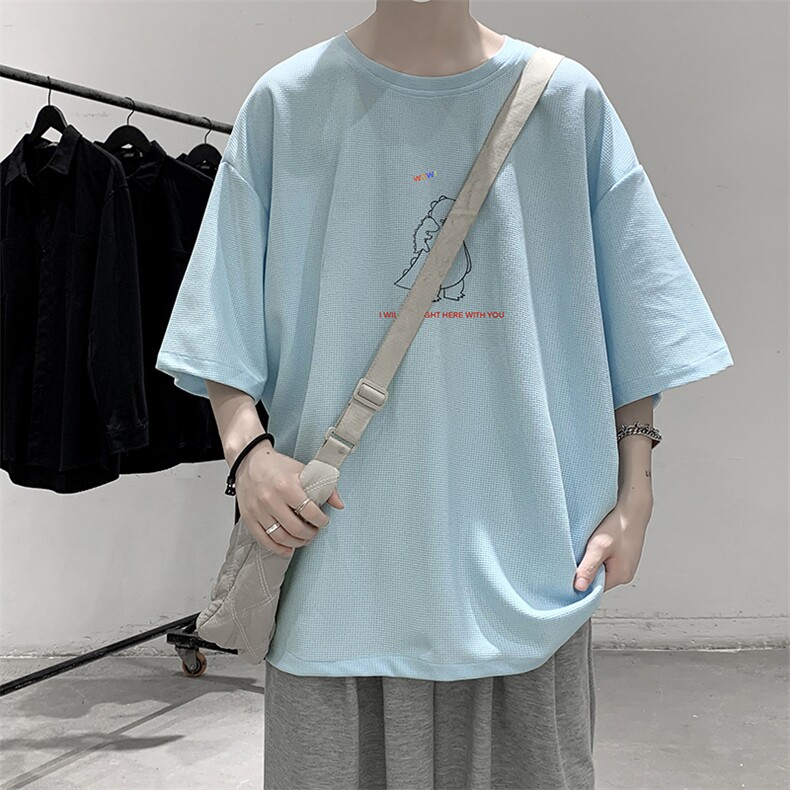 HT73140-P22华夫格t恤男短袖男大码五分袖大皂风,男装T恤,电商A040