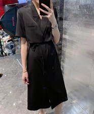 2022秋季新款通勤简约双排扣中长款连衣裙，女装连衣裙，L·H·X