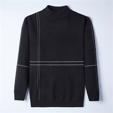 圆领长袖毛衣春秋季2023新款中年商务休闲纯色羊毛男士针织衫，男装针织衫/毛衣，电商B212（原钱塘6029）