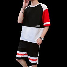 夏季纯棉短袖t恤男潮流帅气宽松五分袖套装男F214P58,男装休闲套装,电商A086