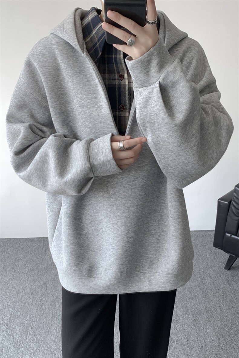 现货WY10178-特p58加绒P68重磅卫衣大码假俩件连帽衫美式外套,女装短外套,电商A059