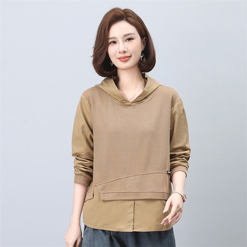 时尚宽松显瘦长袖连帽卫衣女秋冬季新款休闲百搭上衣外套6576,女装衬衫,叶笙衣