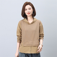 时尚宽松显瘦长袖连帽卫衣女秋冬季新款休闲百搭上衣外套6576，女装衬衫，叶笙衣