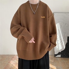 半高领毛衣男士大码针织衫男毛线衣男M18293-P45加绒款-P65，男装针织衫/毛衣，电商A040