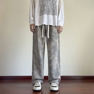 815A-MK97932-P58 美式迷彩脏染休闲裤直筒堆叠脏脏布运动裤男图片