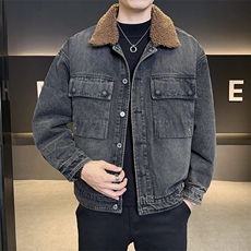 工装牛仔夹克男2025冬款加绒加厚羊羔毛外套男上衣B317/J616/P165，男装夹克，电商B317