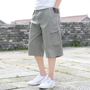 短裤男夏季新款宽松休闲运动七分工装裤子棉加肥加大码2023款图片